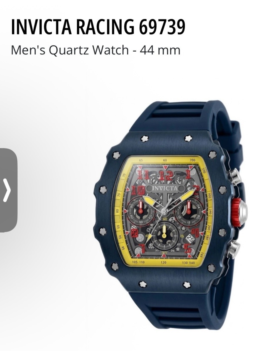 UNRELEASED MONACO GRAND PRIX Invicta Men's Blue and Yellow Racing Watch